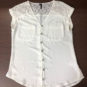 Maurices White Lace Detail Top